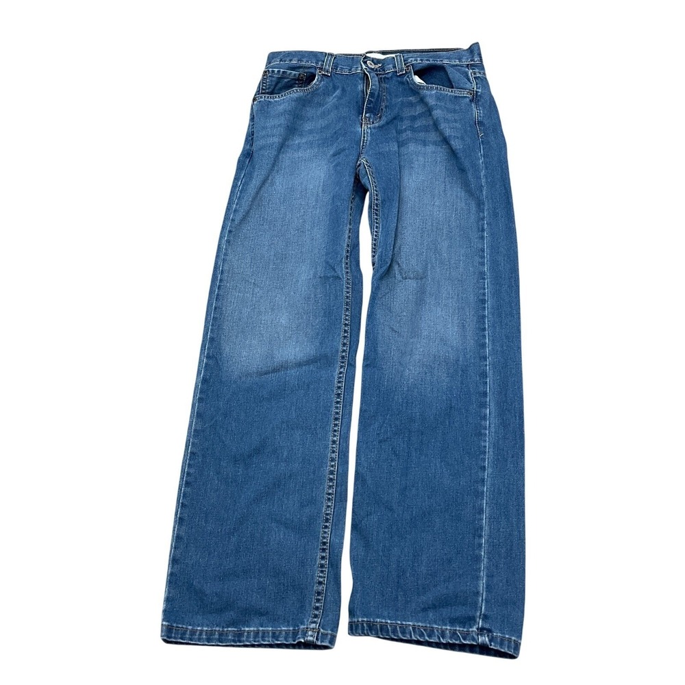 Levis 550 Jeans Boys 18R 29W 29L Blue Relaxed Boot Cotton Black Bat‎ Wing